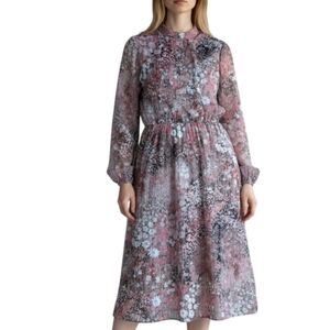 Vintage 70's Pink Floral Prairie Dress Size Small Cottagecore Fairycore Romantic